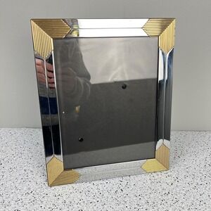 Large Vintage 8x10 Photo Picture Frame Silver & Gold Tone Metal Art Deco Style